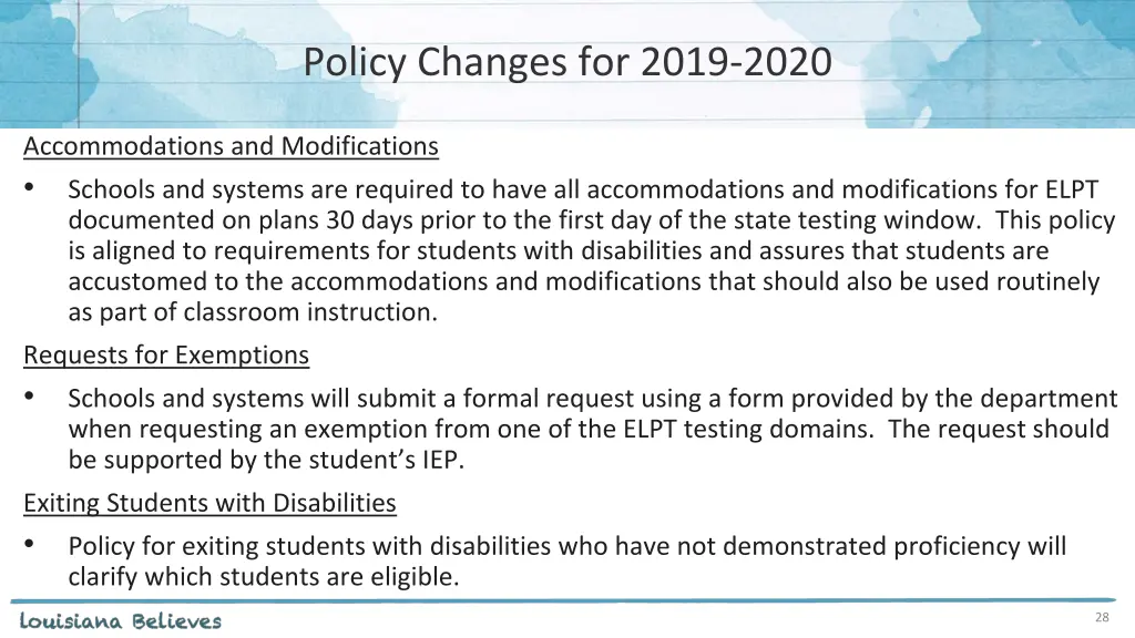 policy changes for 2019 2020