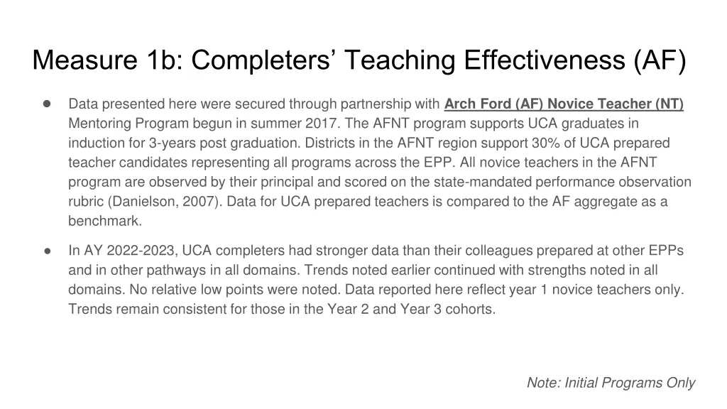 measure 1b completers teaching effectiveness af