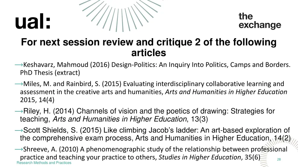 for next session review and critique