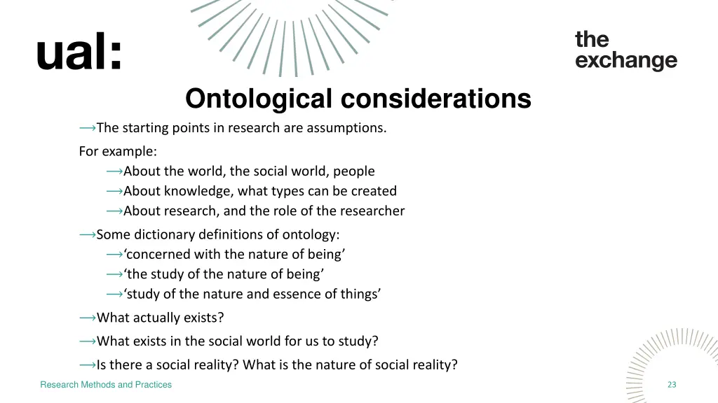 ontological considerations the starting points