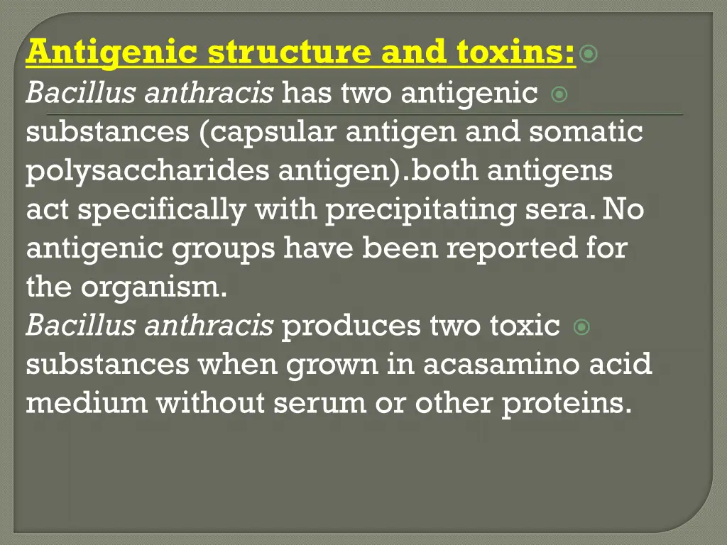 antigenic structure and toxins bacillus anthracis