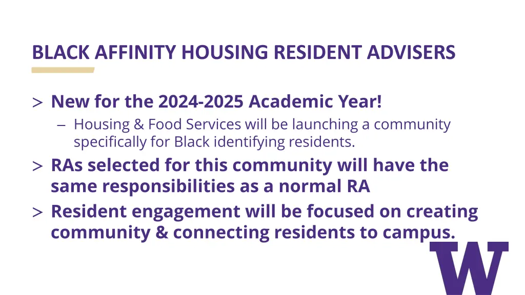black affinity housing resident advisers