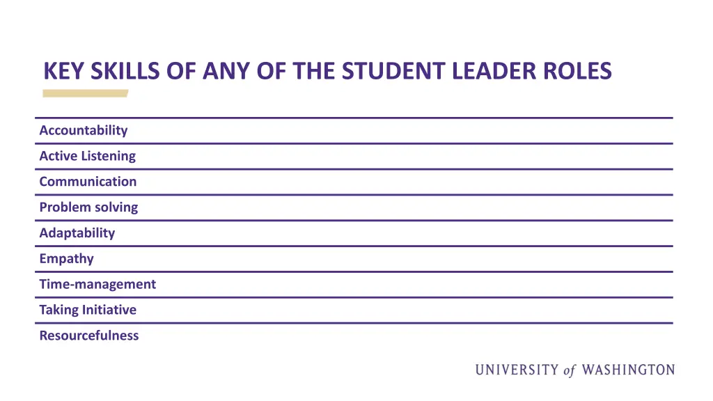 key skills of any of the student leader roles