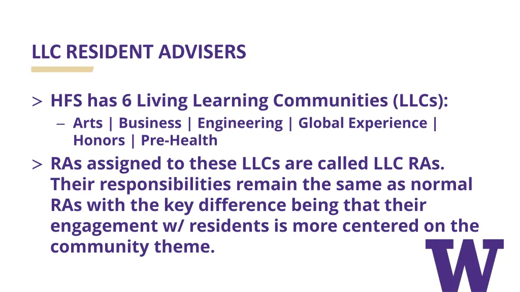 llc resident advisers