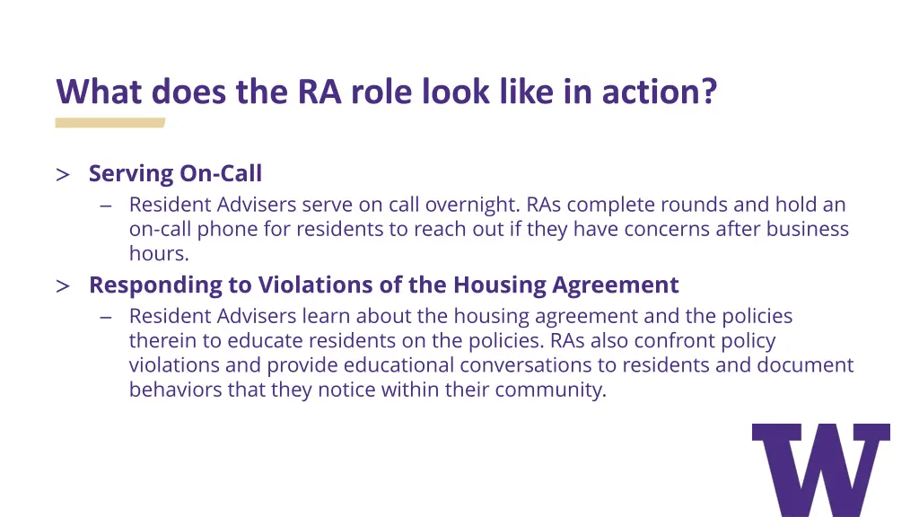 what does the ra role look like in action 1