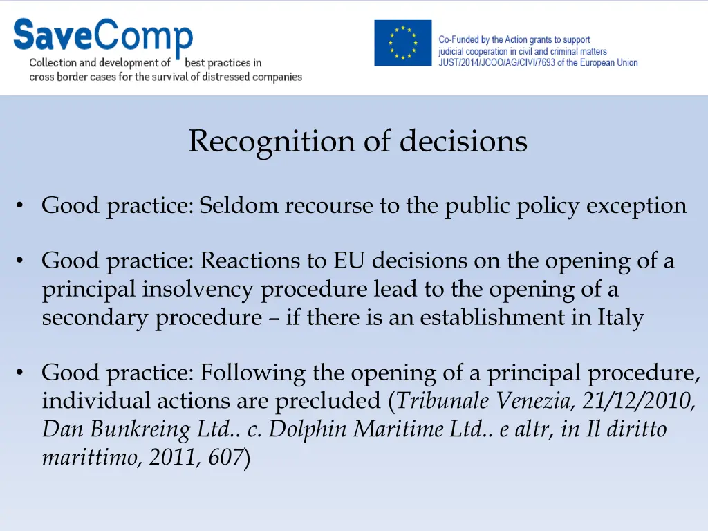 recognition of decisions