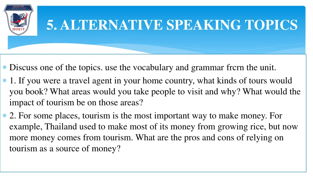 5 alternative speaking topics