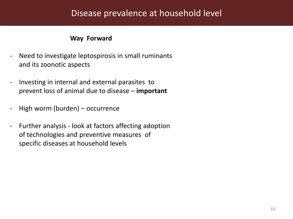 disease prevalence at household level 9