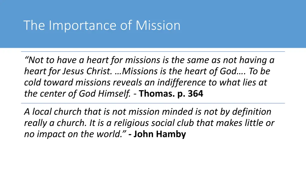 the importance of mission 1