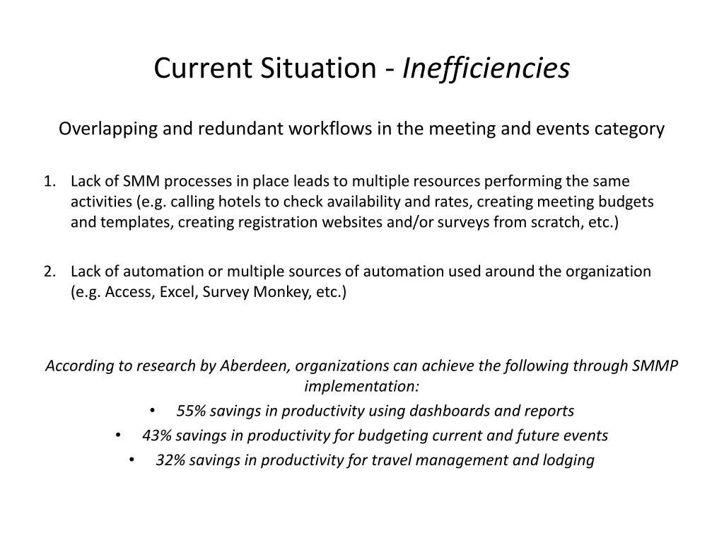 current situation inefficiencies