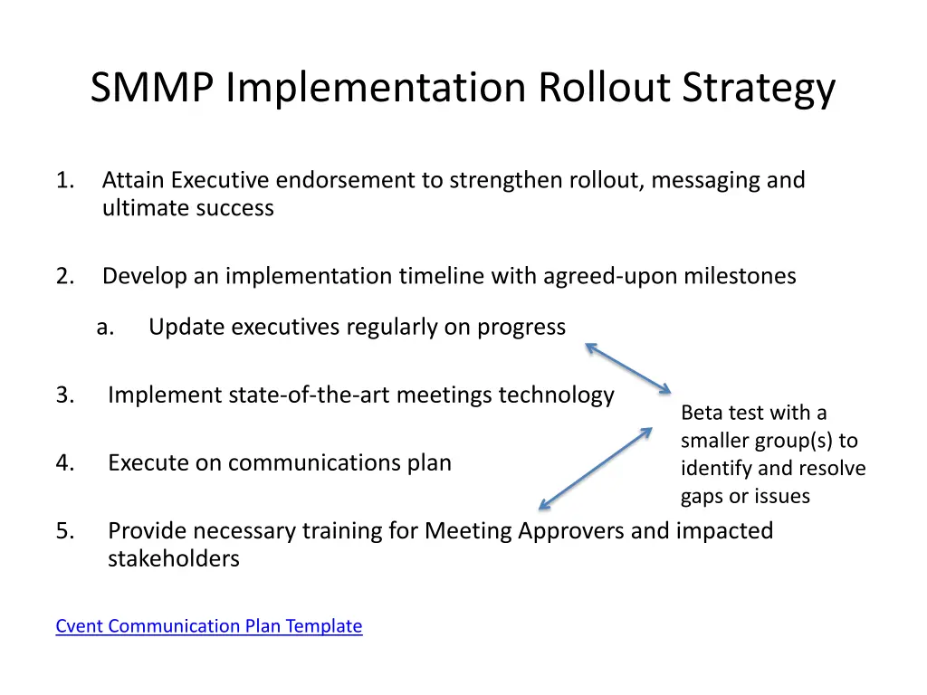 smmp implementation rollout strategy