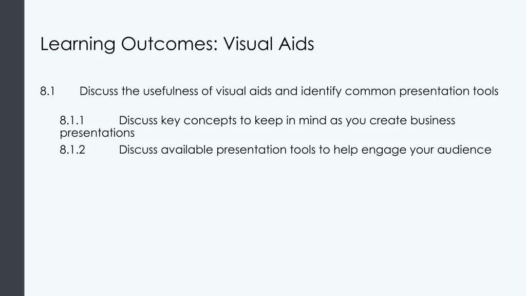 learning outcomes visual aids