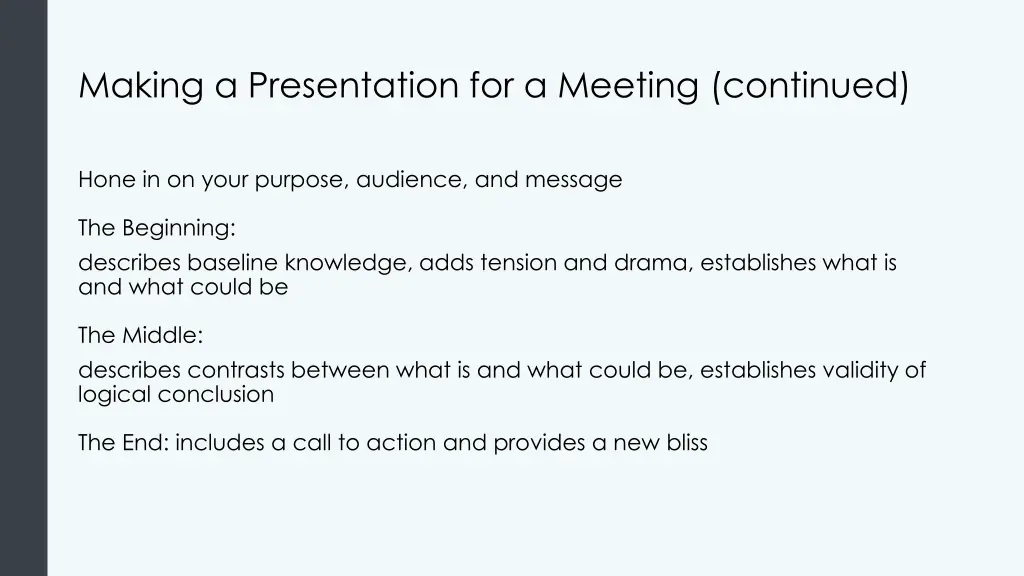 making a presentation for a meeting continued