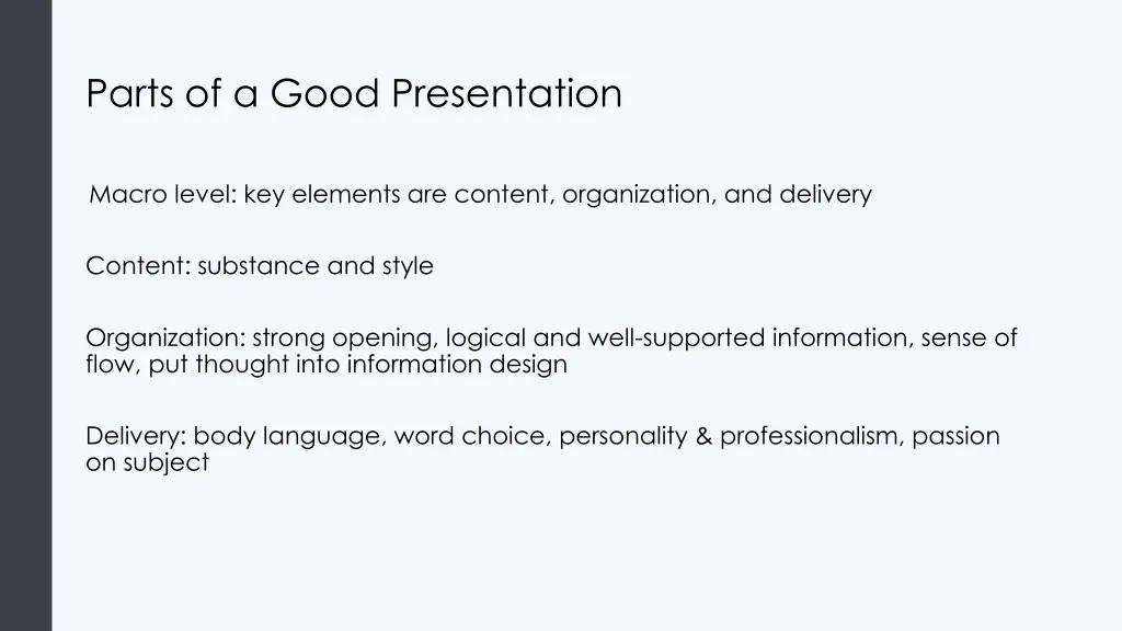 parts of a good presentation