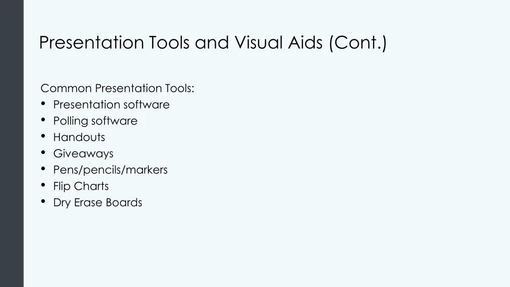 presentation tools and visual aids cont