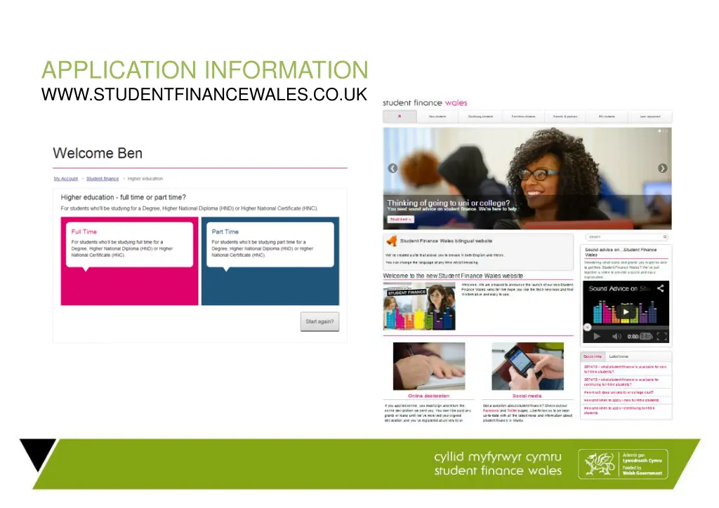 application information www studentfinancewales