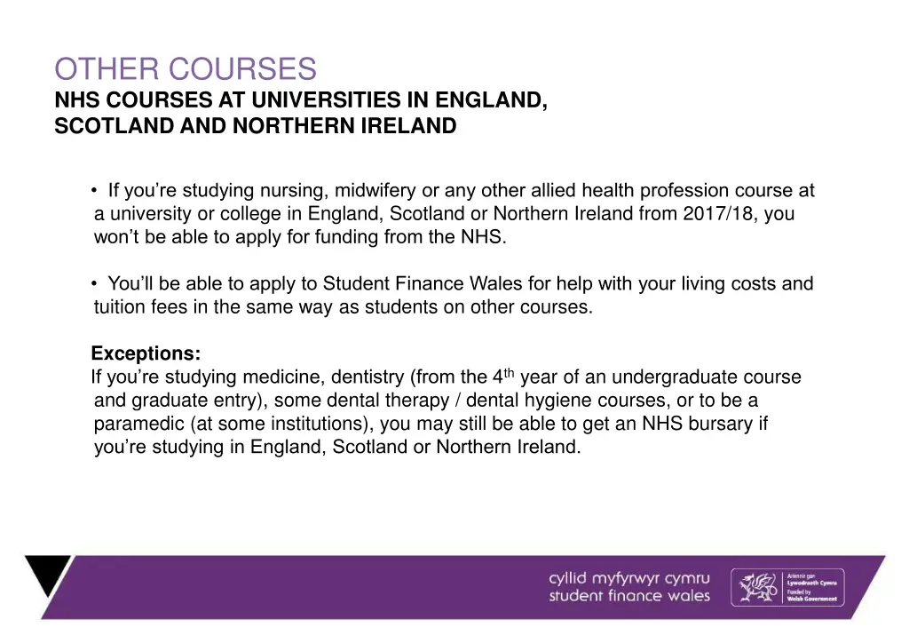 other courses nhs courses at universities