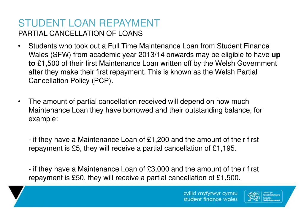 student loan repayment partial cancellation