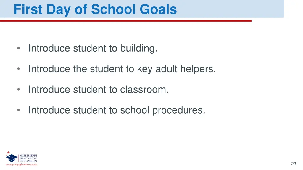first day of school goals