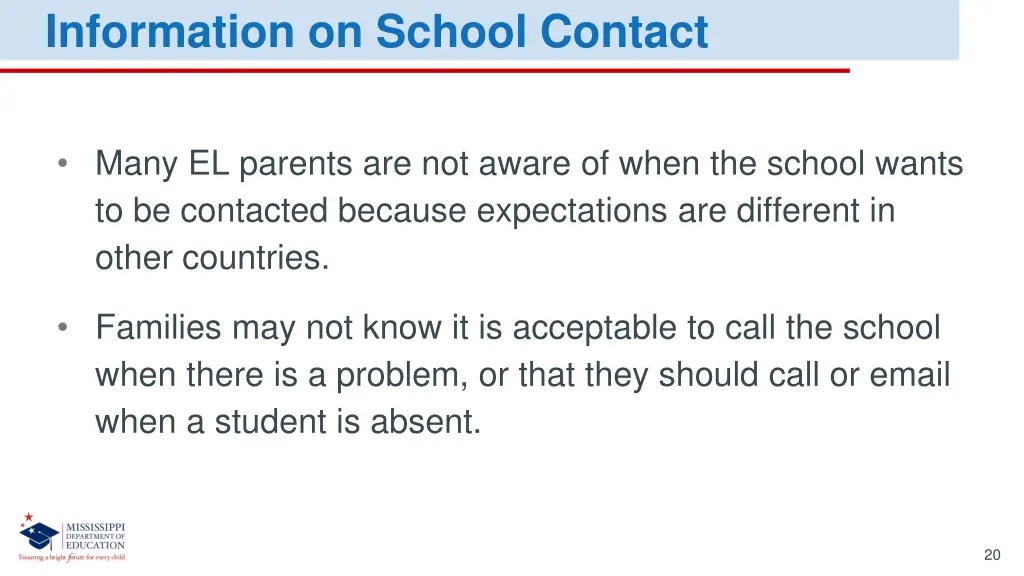 information on school contact