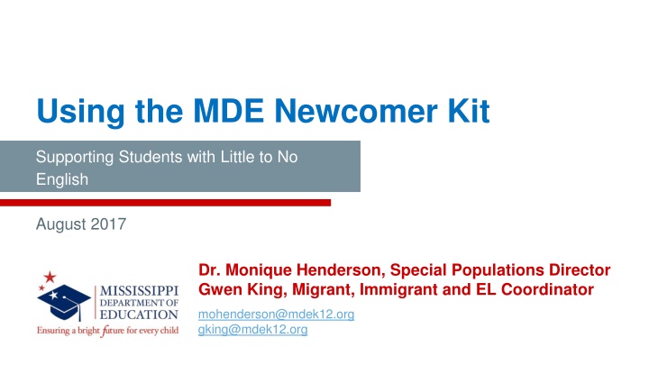 using the mde newcomer kit