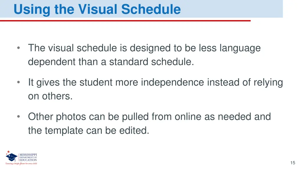 using the visual schedule