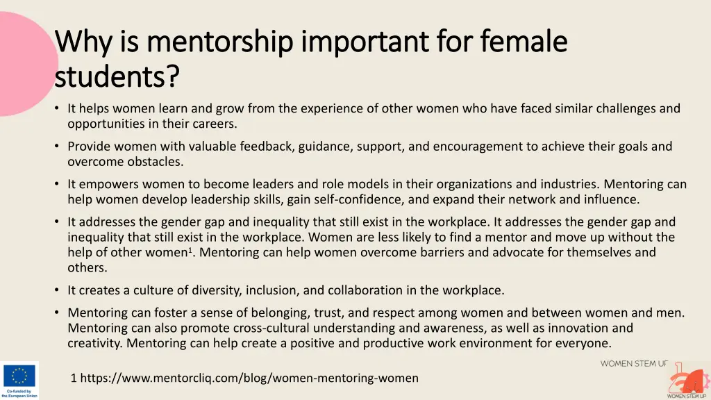 why is mentorship important for female