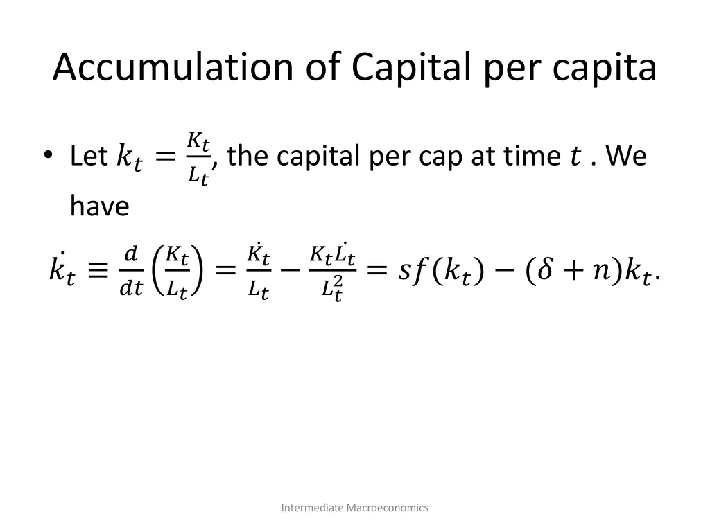 accumulation of capital per capita
