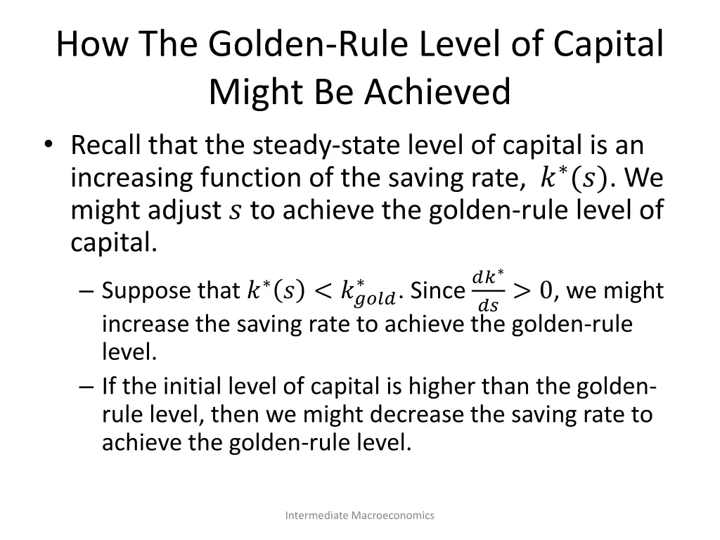 how the golden rule level of capital might