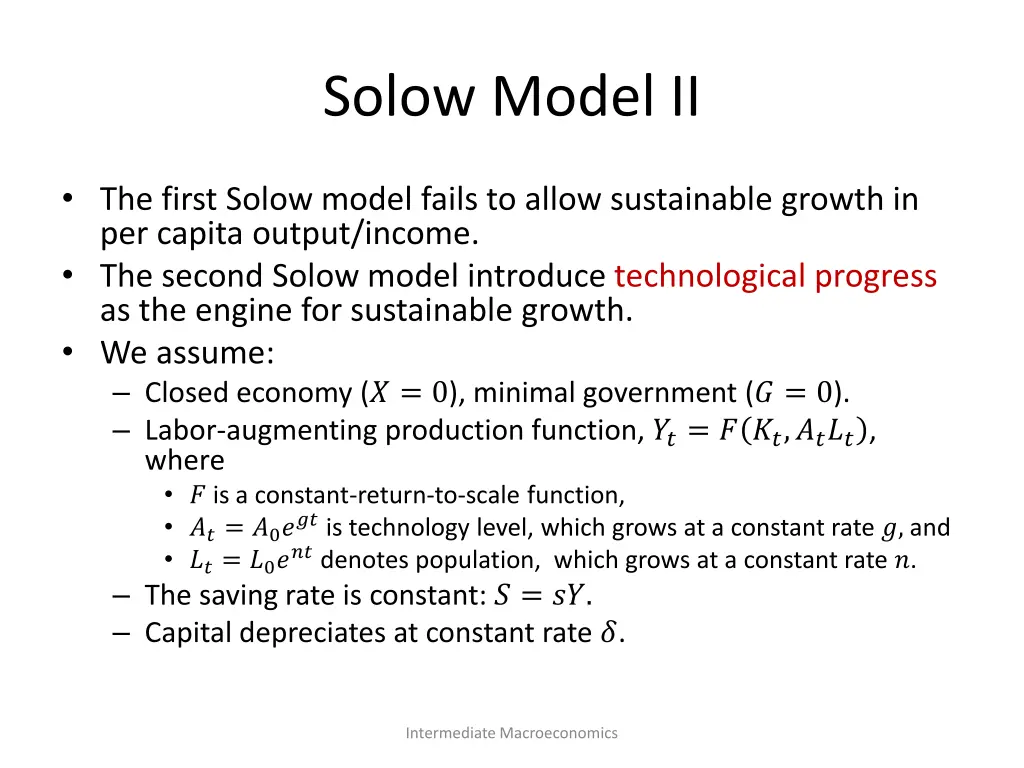 solow model ii