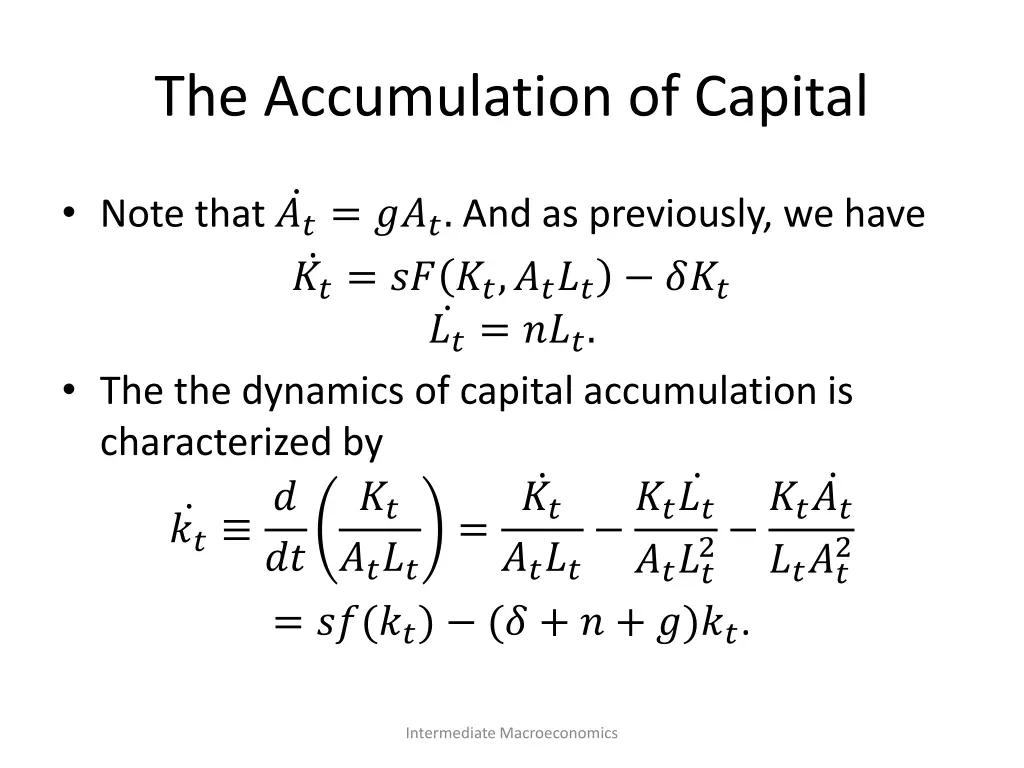 the accumulation of capital