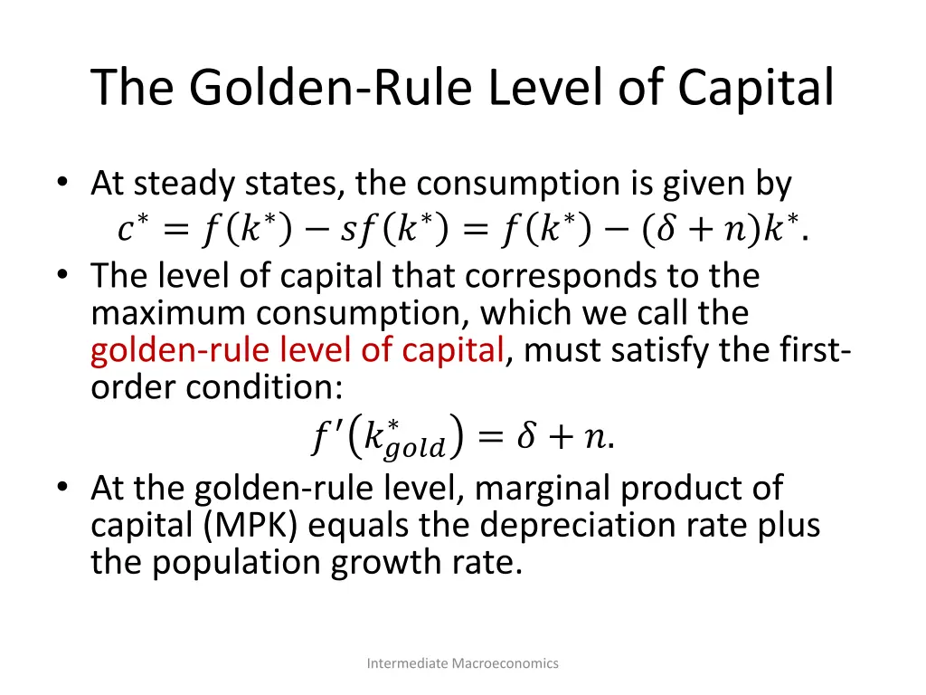the golden rule level of capital