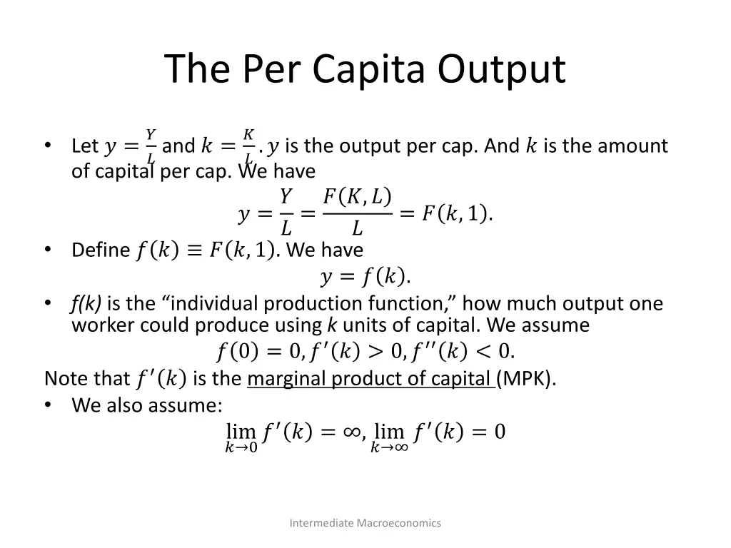 the per capita output