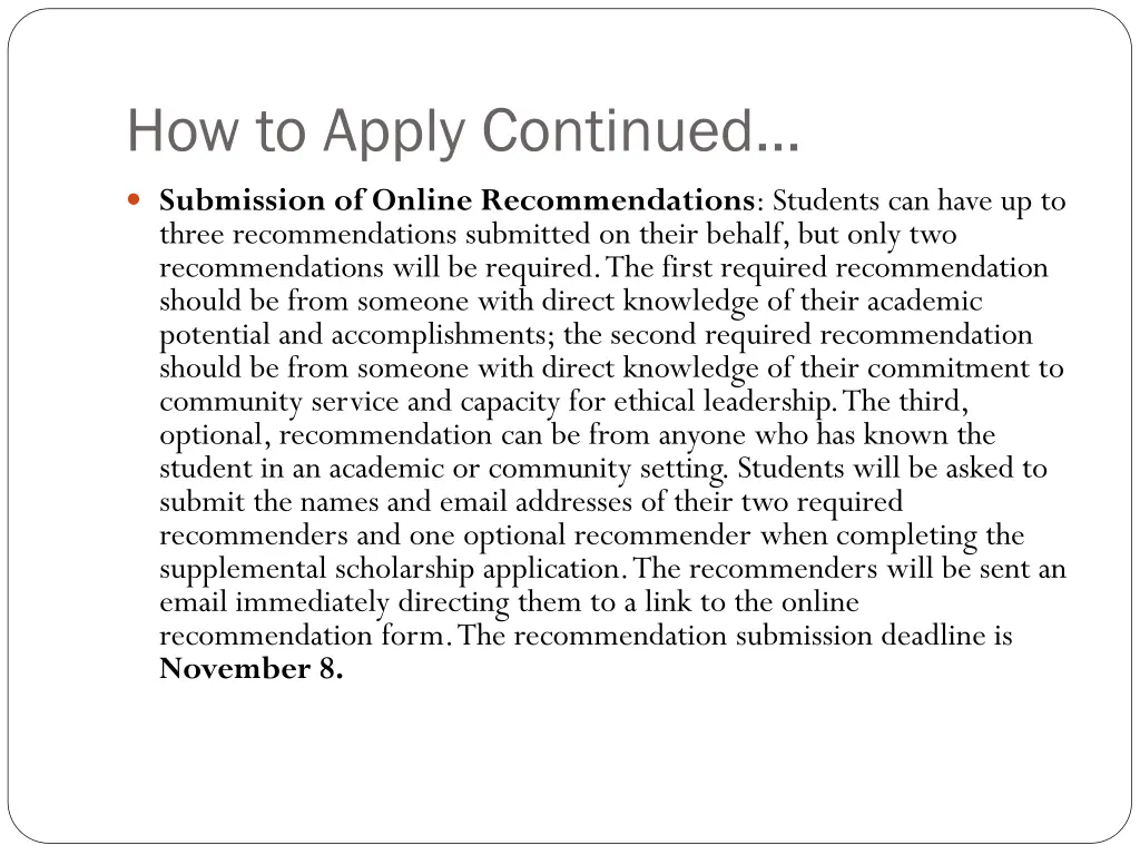 how to apply continued 1