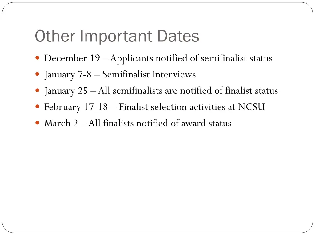 other important dates