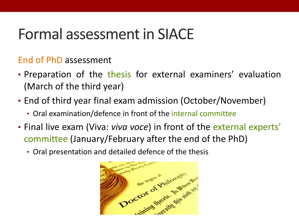 formal assessment in siace 1