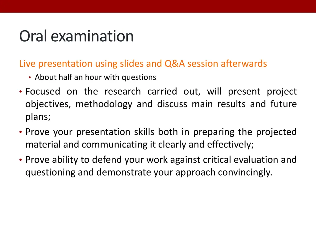 oral examination