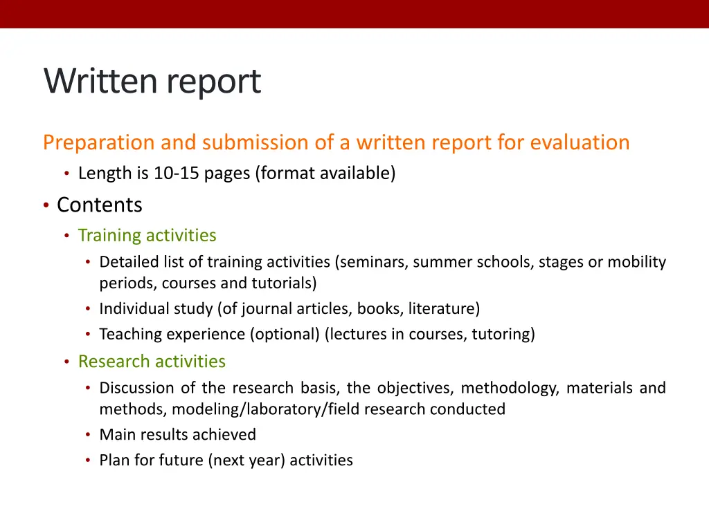 written report