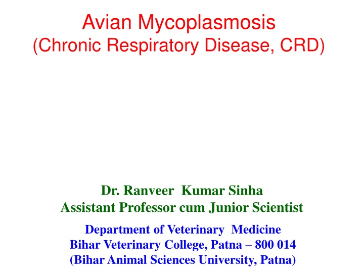 avian mycoplasmosis chronic respiratory disease