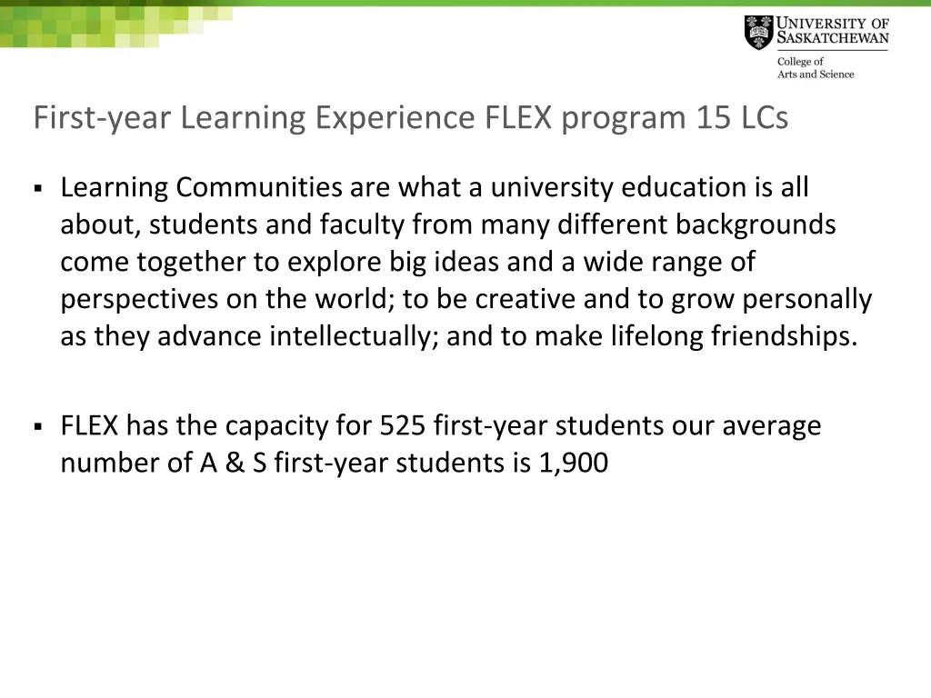 first year learning experience flex program 15 lcs 1