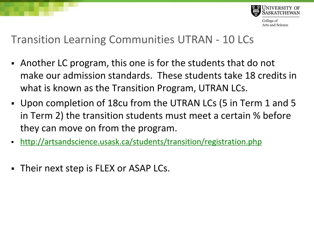 transition learning communities utran 10 lcs