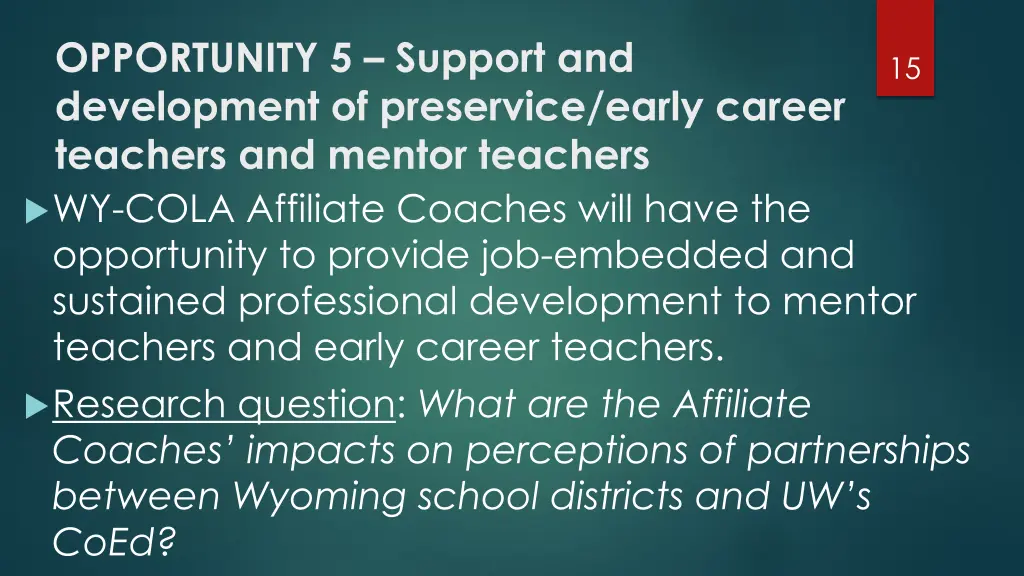 opportunity 5 support and development