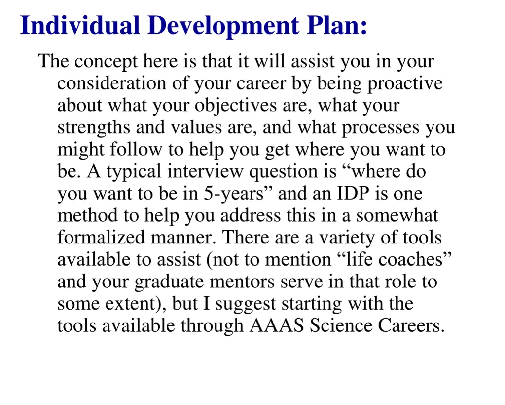 individual development plan the concept here