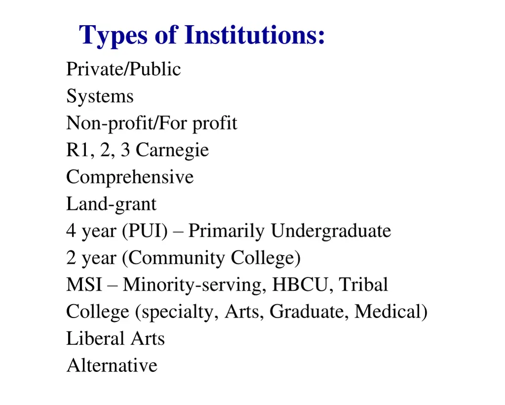 types of institutions private public systems