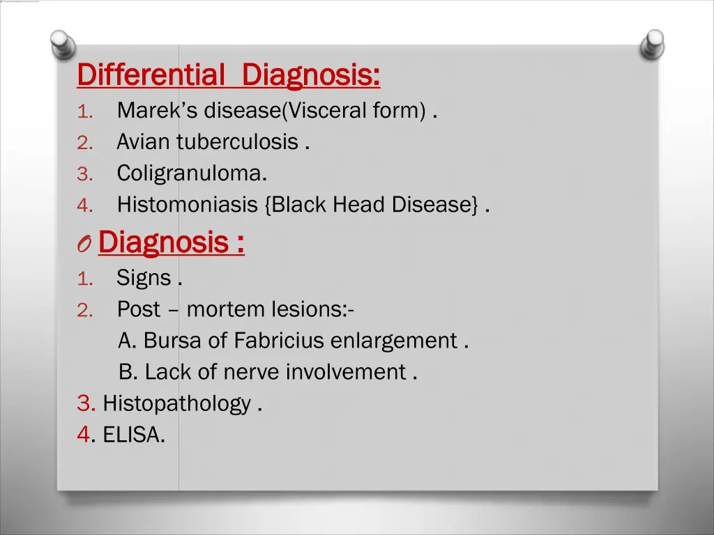 differential differential diagnosis 1 marek