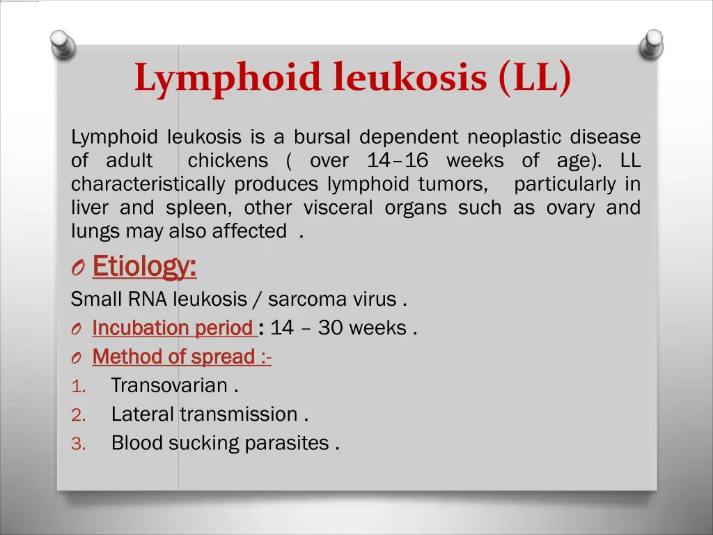 lymphoid leukosis ll