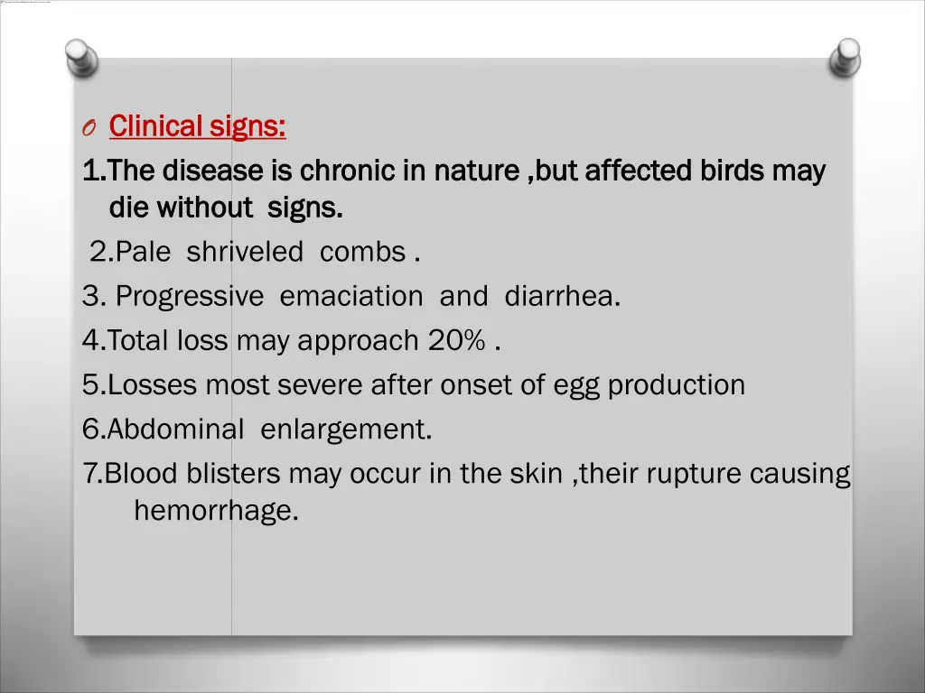 o clinical signs clinical signs 1 1 the disease