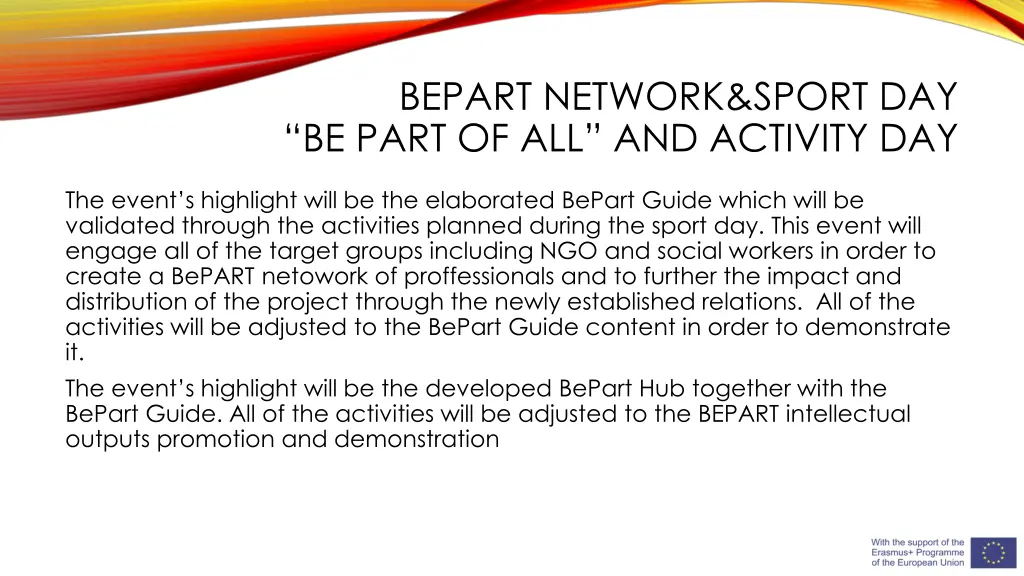 bepart network sport day be part