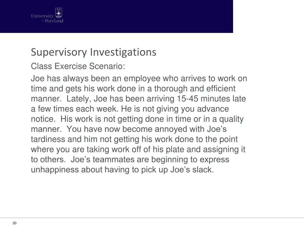 supervisory investigations class exercise