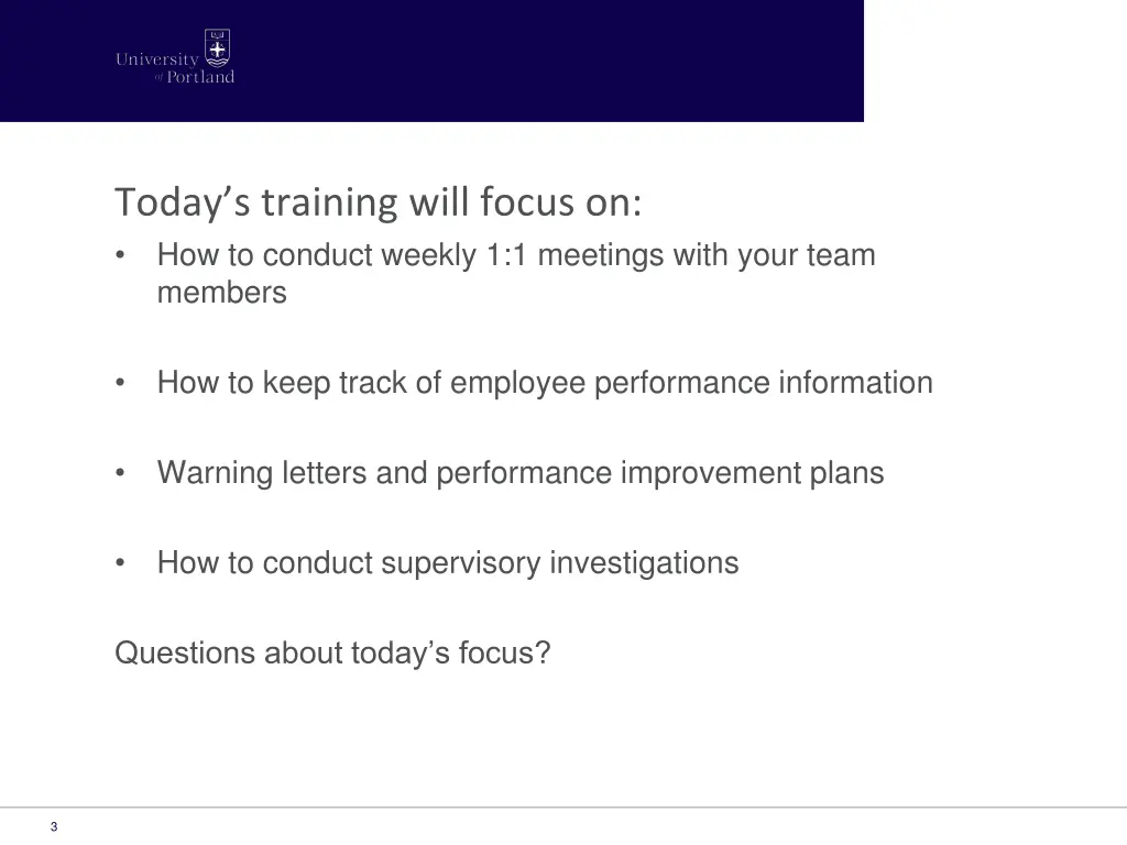 today s training will focus on how to conduct